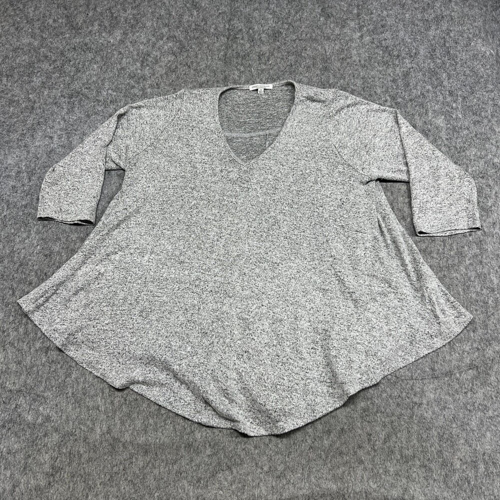 Green Envelope Shirt Womens 2X Gray V Neck 3/4 Sleeve Tunic Top Stretch Knit